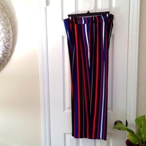 BIANCA NYGARD Multi-colored Stripe Wide Leg Ankle Length Pants
